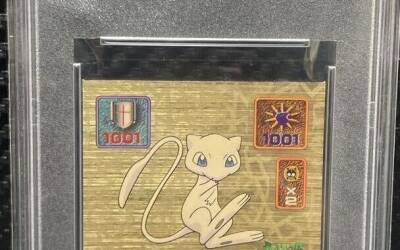 PSA 9 Mew holo 1999 AMADA POKEMON JAPANESE Super Gold STICKER Saikyo Retsuden