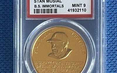 Stan Musial 1966 St Louis Cardinals Busch Stadium Immortals Coin PSA 9 Mint HOF