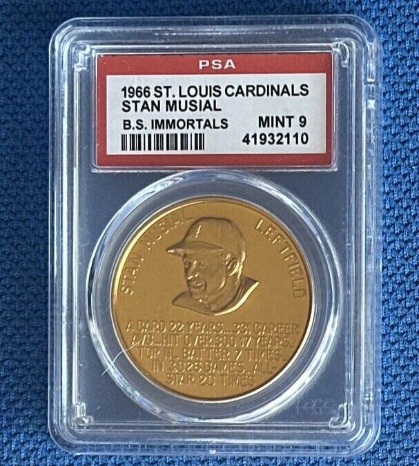 Stan Musial 1966 St Louis Cardinals Busch Stadium Immortals Coin PSA 9 Mint HOF